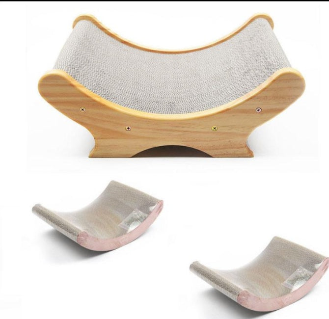 KFX-1240637 U-Shaped Cat Scratching Post and Toy - Corrugated Cardboard Bed for Cats