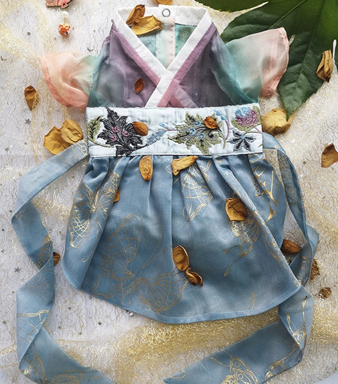KFX-1241021 Spring Breeze Cat Hanfu Costume in Ripe Lychee Color - Perfect for Stylish Pets