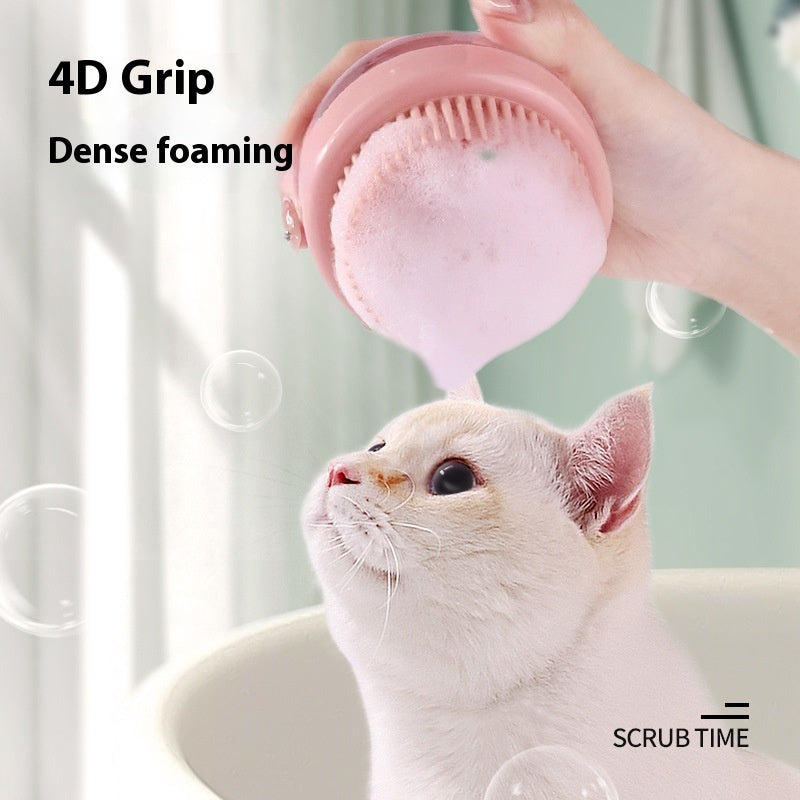 KFX-1242301 Silicone Pet Bath Brush with Liquid Dispenser for Dogs - Multiple Colors Available