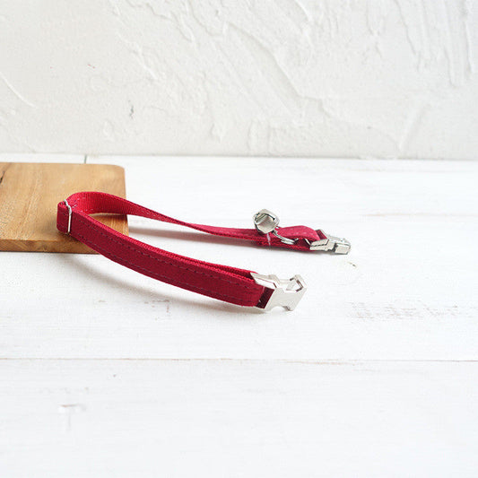 KFX-1242429 Soft Thickened Red Velvet Cat Collar - Available in S and L Sizes