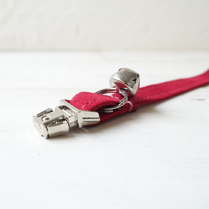 KFX-1242429 Soft Thickened Red Velvet Cat Collar - Available in S and L Sizes