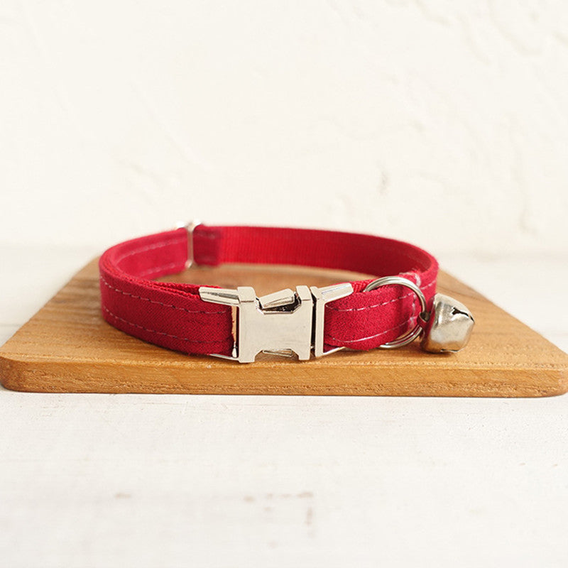 KFX-1242429 Soft Thickened Red Velvet Cat Collar - Available in S and L Sizes