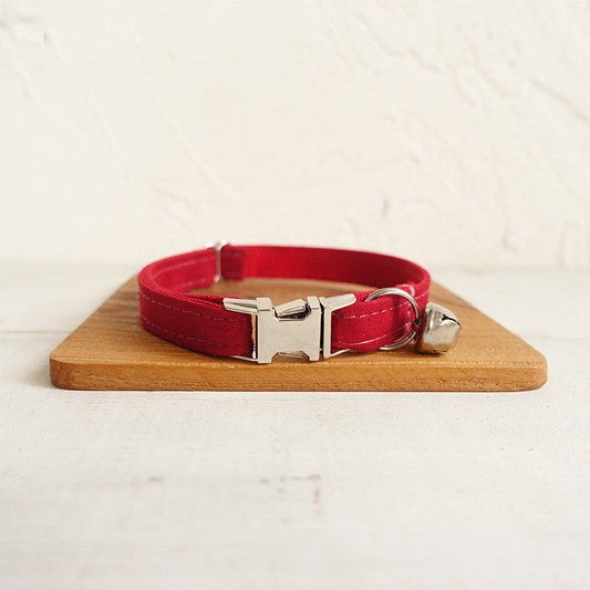 KFX-1242429 Soft Thickened Red Velvet Cat Collar - Available in S and L Sizes