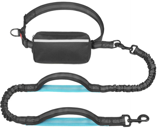 KFX-1244221 Multi-functional Reflective Dog Leash with Waist Pack and Stretch Rope in Multiple Colors