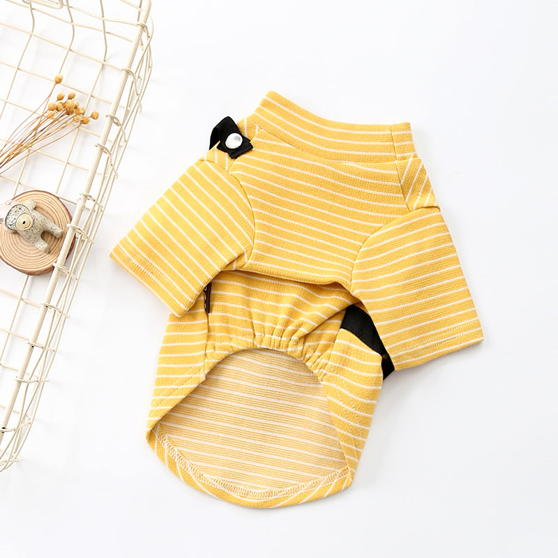 KFX-1244605 Striped Cotton T-Shirt for Dogs - Casual Two-Legged Costume Outfit