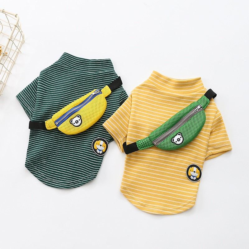 KFX-1244605 Striped Cotton T-Shirt for Dogs - Casual Two-Legged Costume Outfit