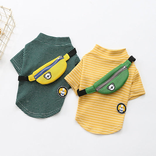 KFX-1244605 Striped Cotton T-Shirt for Dogs - Casual Two-Legged Costume Outfit