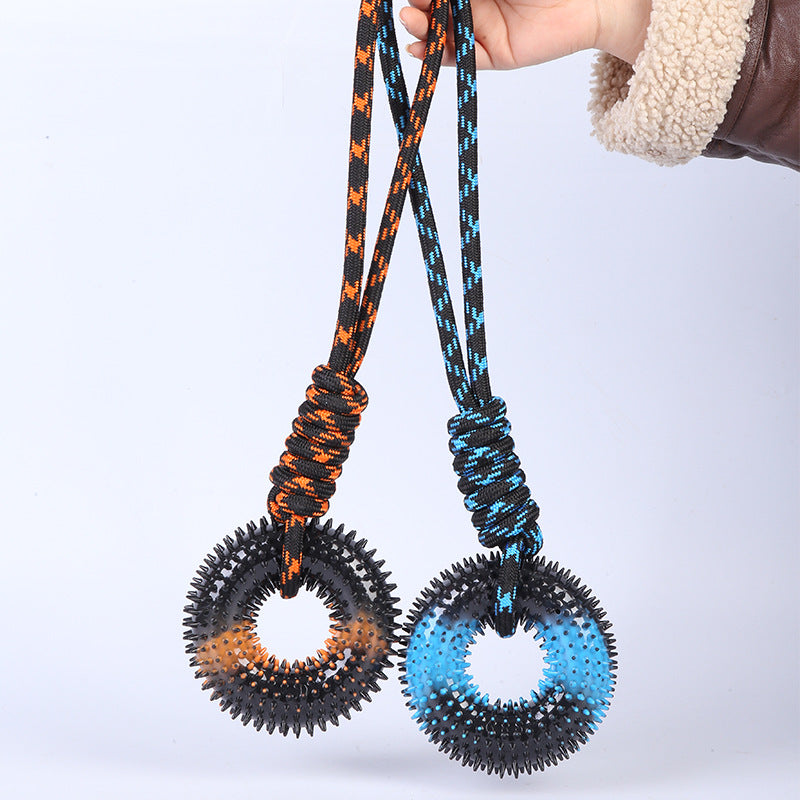 KFX-1245245 Durable TPR Chew Toy with Thorn Grinding Teeth and Colorful Knot Rope, 48*12.5cm
