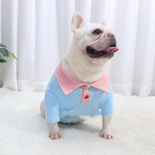 KFX-1245501 Contrasting Color Cotton T-Shirt for Bulldogs - Available in Multiple Sizes and Colors