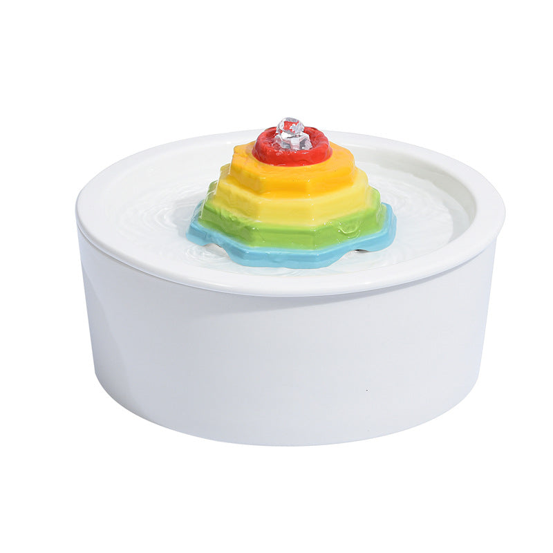 KFX-1246269 Colorful Red Pagoda Ceramic Pet Fountain for Cats and Dogs, 1.5L Capacity