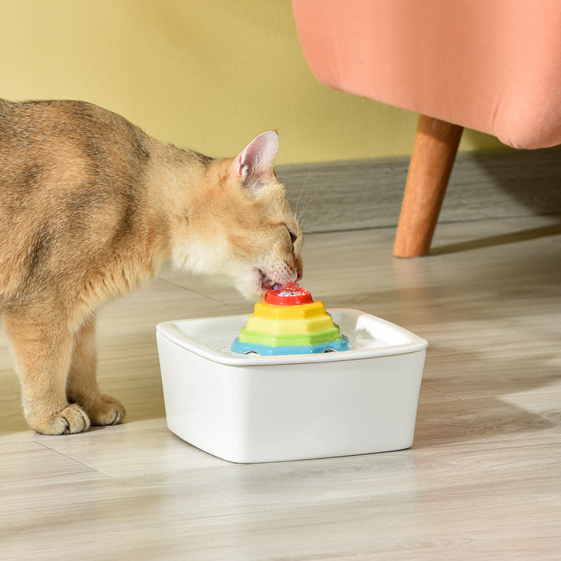 KFX-1246269 Colorful Red Pagoda Ceramic Pet Fountain for Cats and Dogs, 1.5L Capacity