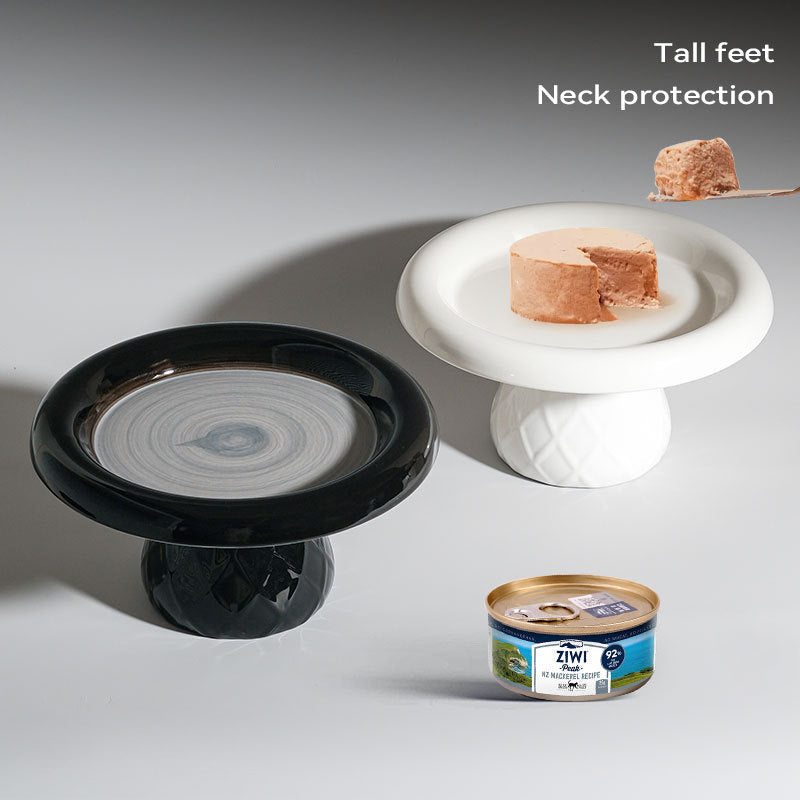 KFX-1246397 Ceramic Cat Bowl with Neck Protection and Stability for Canned Food and Snacks