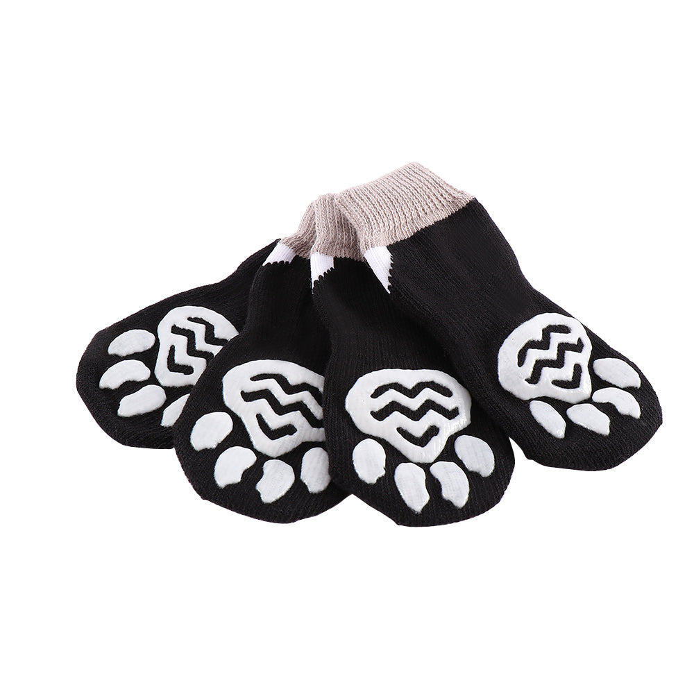 KFX-1247037 Breathable Cotton and Spandex Pet Indoor Socks with Anti-Slip and Scratch Protection