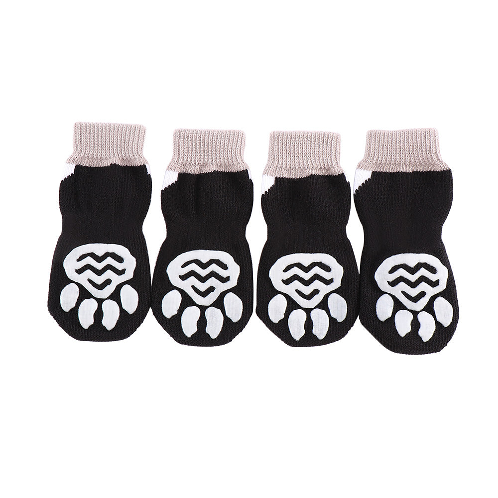 KFX-1247037 Breathable Cotton and Spandex Pet Indoor Socks with Anti-Slip and Scratch Protection