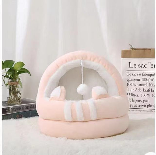 KFX-1247677 Summer Comfort Cat Nest Bed - Semi-Enclosed Cozy Hideaway for Cats