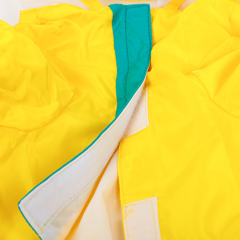 KFX-1247805 Yellow Waterproof Dinosaur Raincoat for Pets - Four-Legged Fit Available in Multiple Sizes