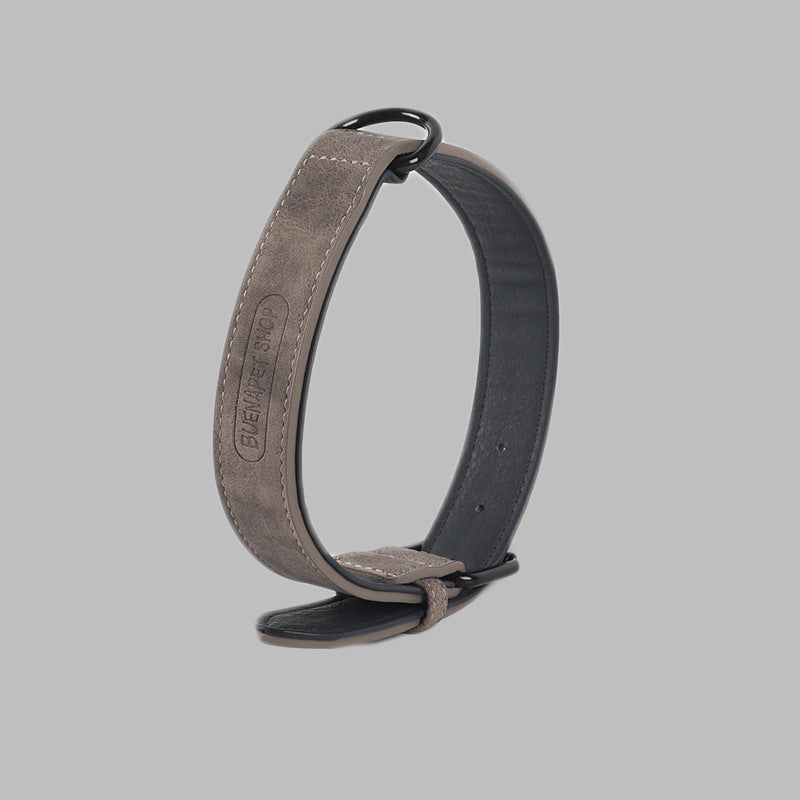 KFX-1248189 Adjustable PU Leather Pet Collar in Dark Green, Dark Blue, Wine Red, Nude Pink, Brown, and Gray