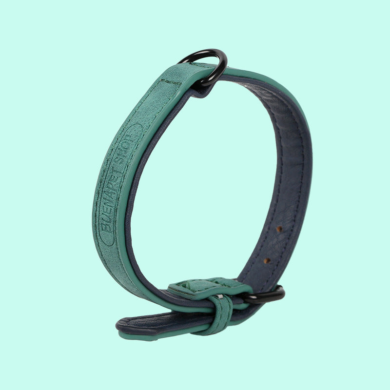 KFX-1248189 Adjustable PU Leather Pet Collar in Dark Green, Dark Blue, Wine Red, Nude Pink, Brown, and Gray