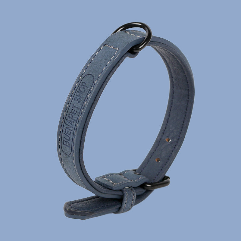 KFX-1248189 Adjustable PU Leather Pet Collar in Dark Green, Dark Blue, Wine Red, Nude Pink, Brown, and Gray