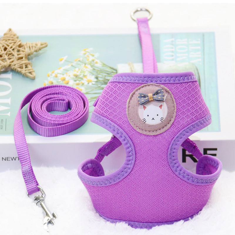 KFX-1249469 Breathable Nylon Vest Chest Strap for Small Dogs - Pomeranian in Blue, Purple, Pink, Khaki, Rose