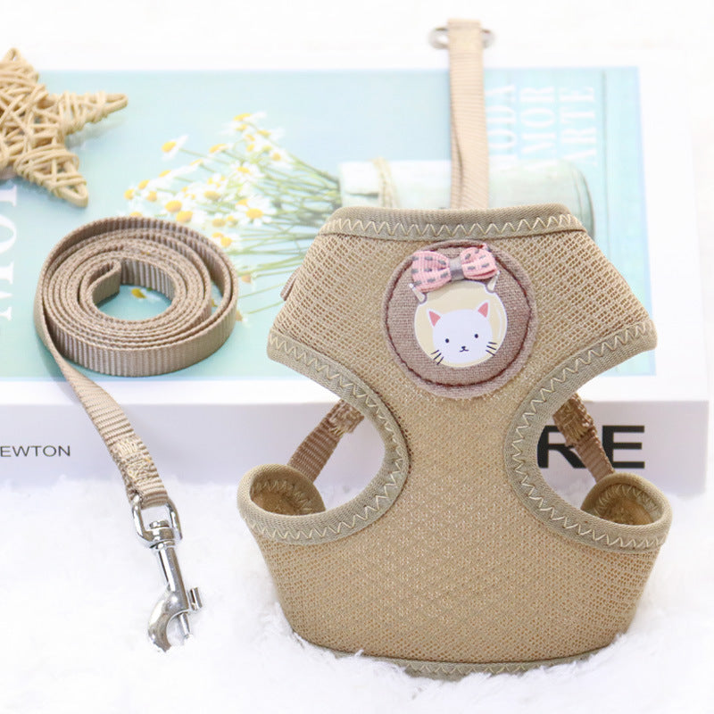 KFX-1249469 Breathable Nylon Vest Chest Strap for Small Dogs - Pomeranian in Blue, Purple, Pink, Khaki, Rose