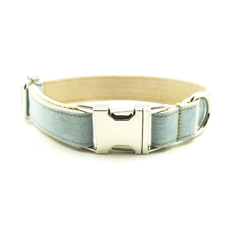 KFX-1249981 Light Blue Denim Dog Leash with Adjustable Collar - Multiple Sizes Available