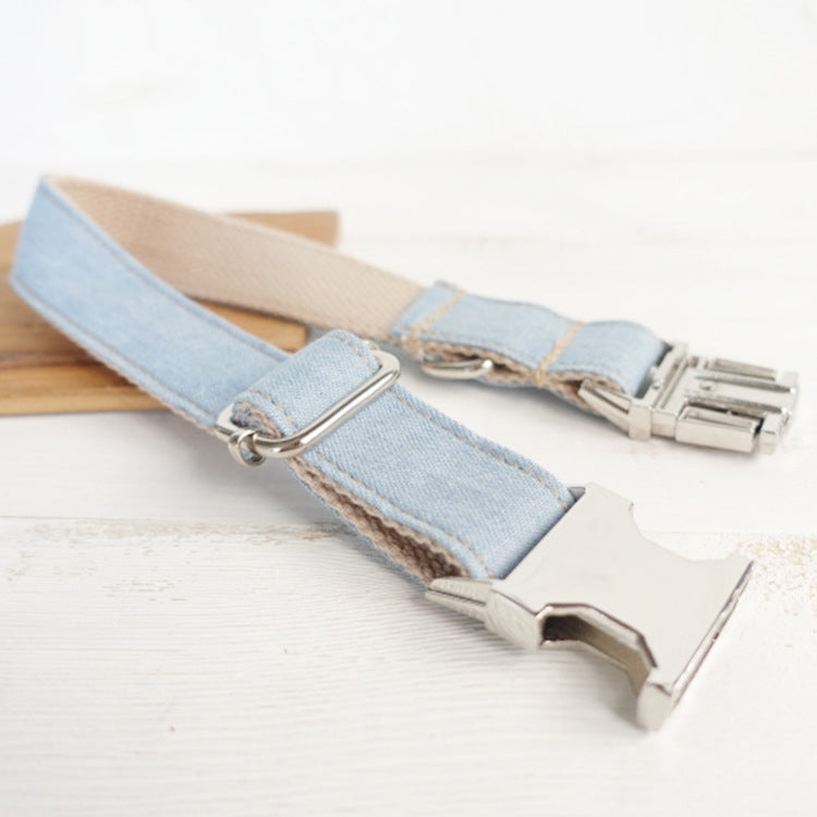 KFX-1249981 Light Blue Denim Dog Leash with Adjustable Collar - Multiple Sizes Available