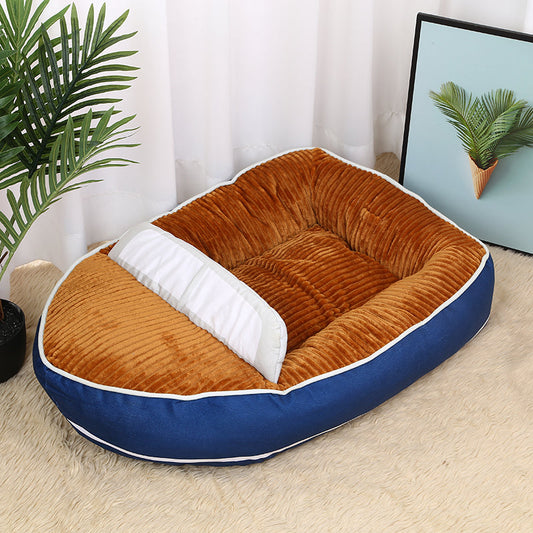 KFX-1250237 Boat-shaped Four-season Pet Nest Dog Bed with Soft Corduroy and PP Cotton Lining, Coffee Color Options