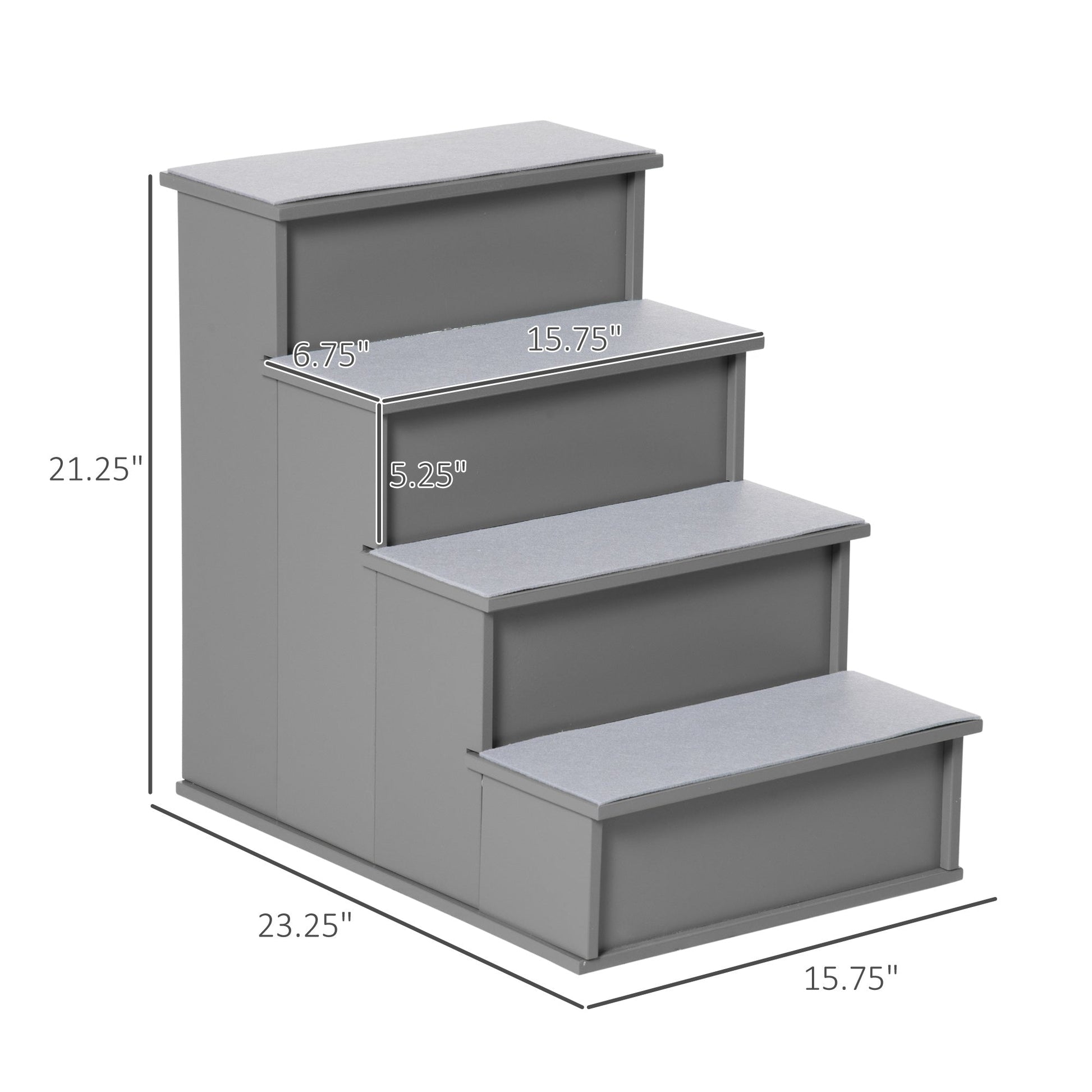KFX-1251645 Small Pet Stairs with Cushioned Cover, 15.75" L x 23.25" W x 21.25" H, Versatile for Couch or Bed Use