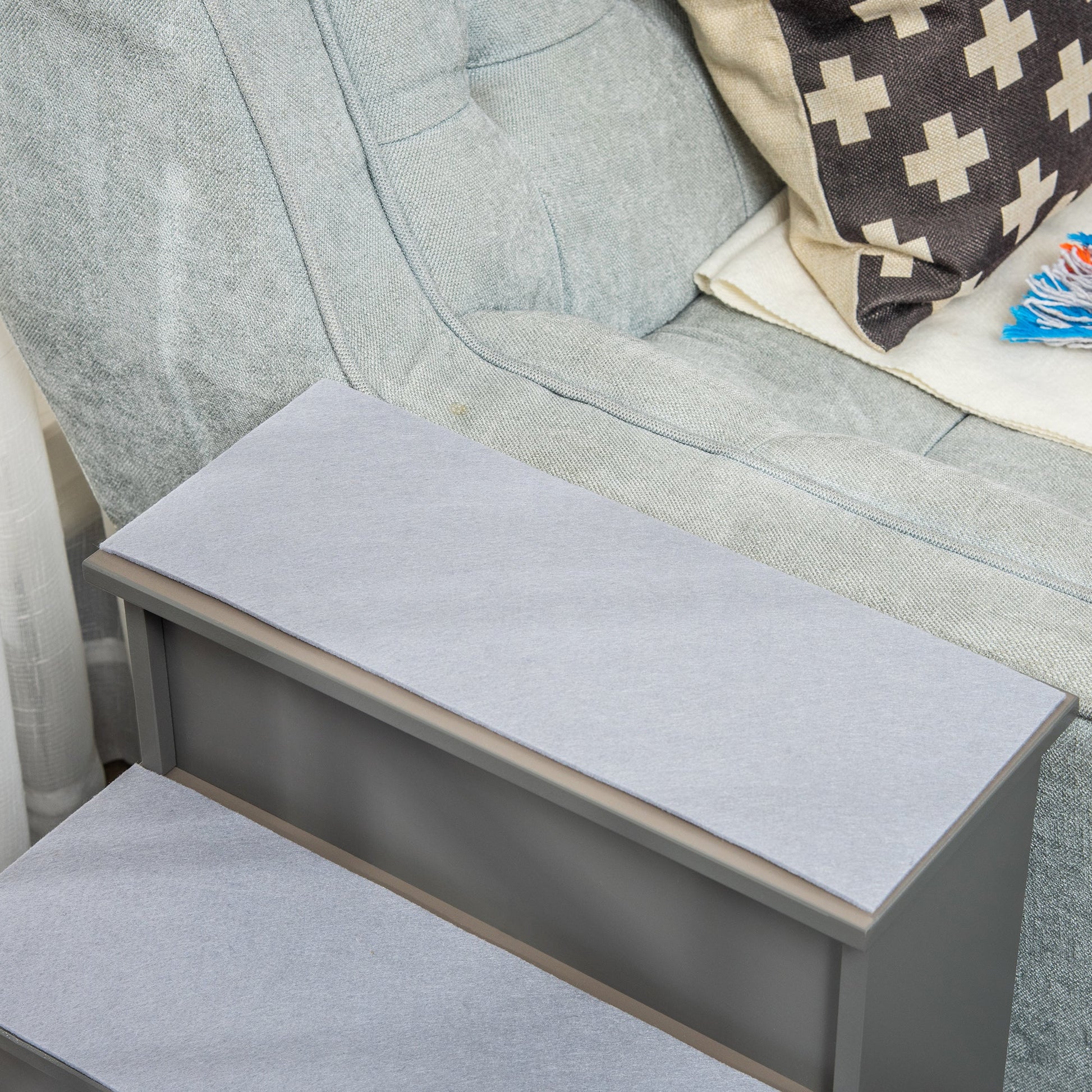 KFX-1251645 Small Pet Stairs with Cushioned Cover, 15.75" L x 23.25" W x 21.25" H, Versatile for Couch or Bed Use