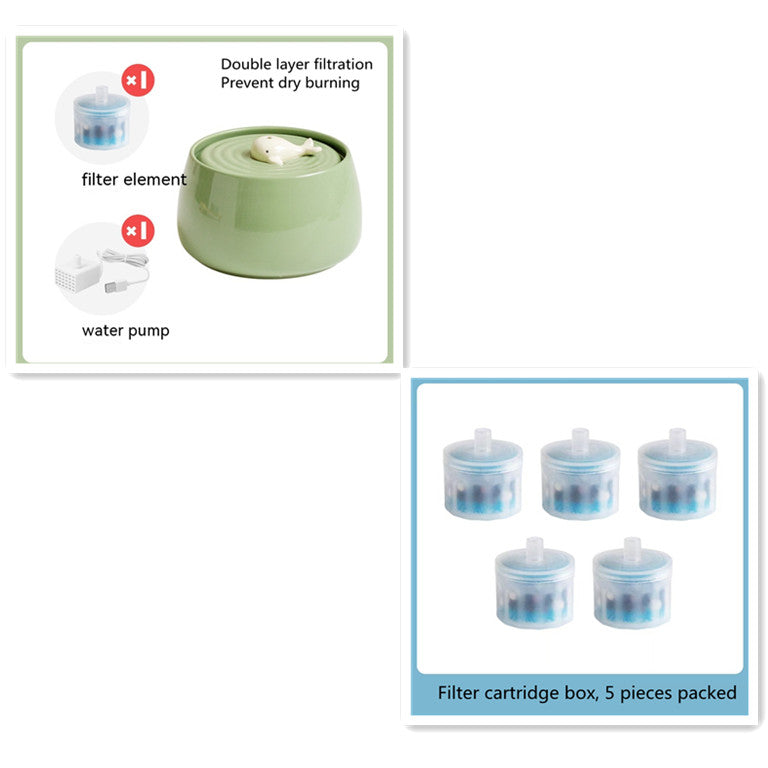 KFX-1252157 Ceramic Automatic Circulation Filtration Water Dispenser in Beige & Retro Green