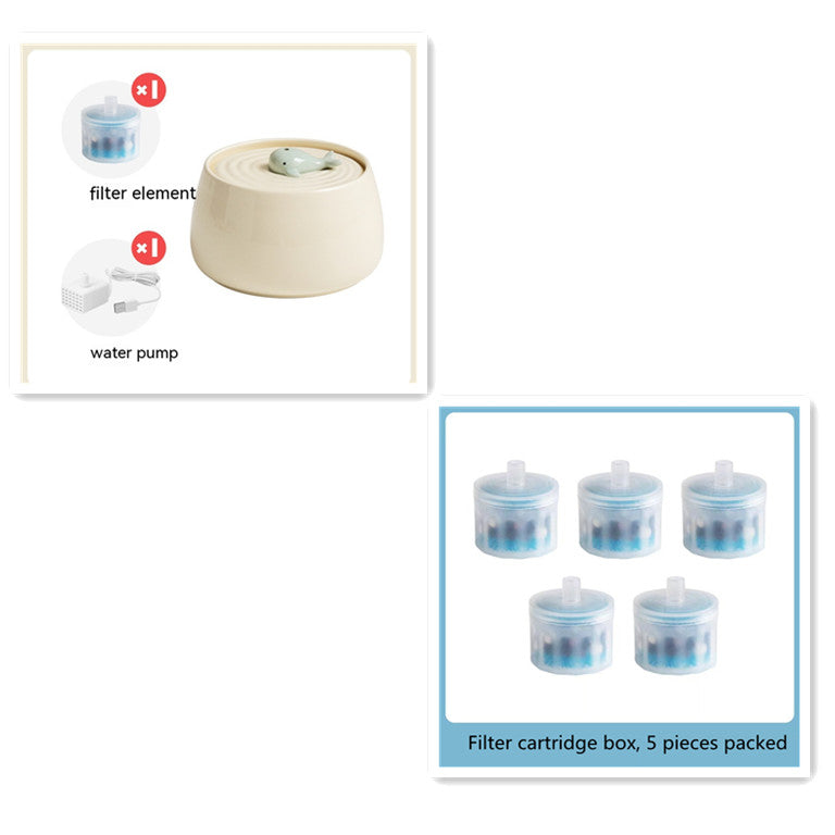 KFX-1252157 Ceramic Automatic Circulation Filtration Water Dispenser in Beige & Retro Green