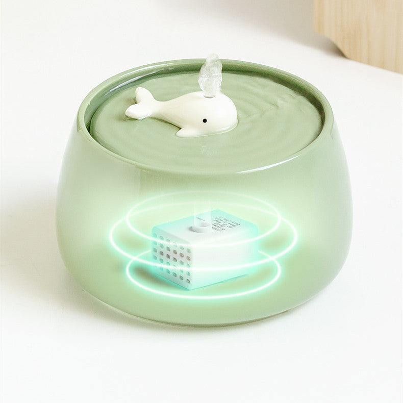 KFX-1252157 Ceramic Automatic Circulation Filtration Water Dispenser in Beige & Retro Green