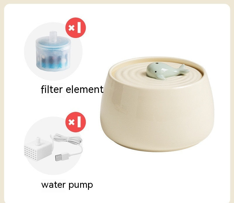 KFX-1252157 Ceramic Automatic Circulation Filtration Water Dispenser in Beige & Retro Green