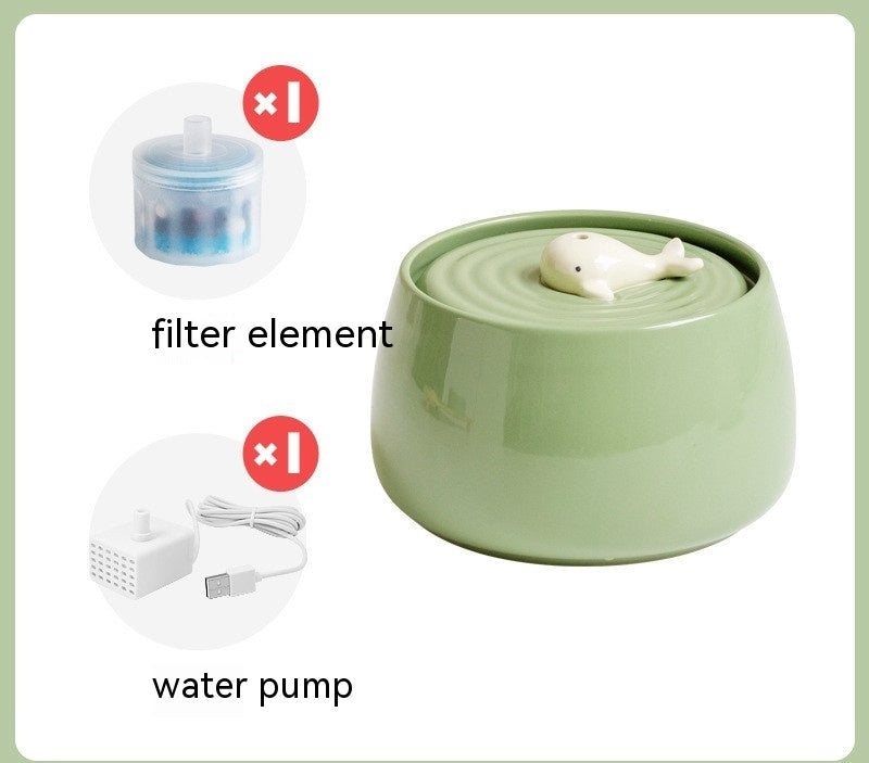 KFX-1252157 Ceramic Automatic Circulation Filtration Water Dispenser in Beige & Retro Green