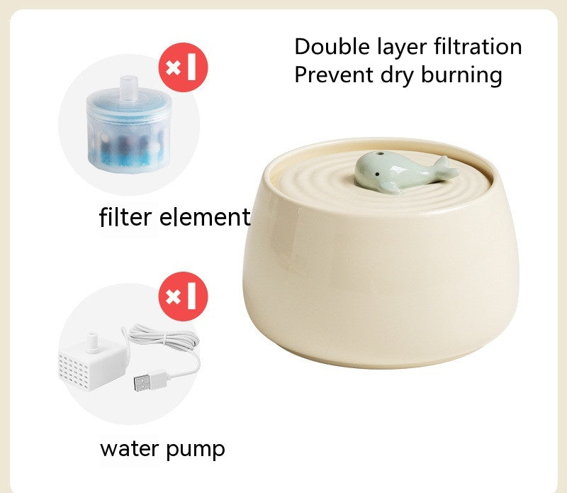 KFX-1252157 Ceramic Automatic Circulation Filtration Water Dispenser in Beige & Retro Green