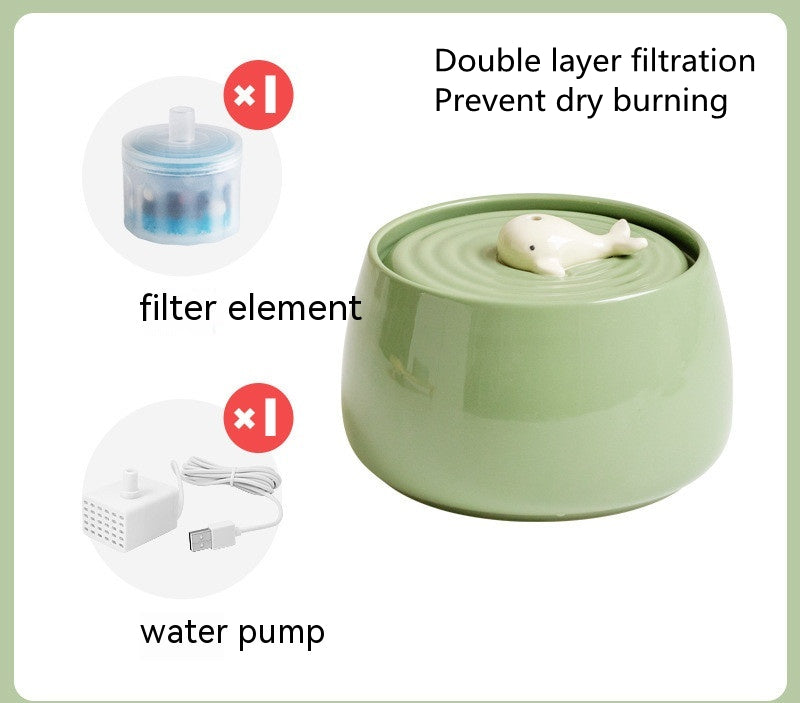 KFX-1252157 Ceramic Automatic Circulation Filtration Water Dispenser in Beige & Retro Green
