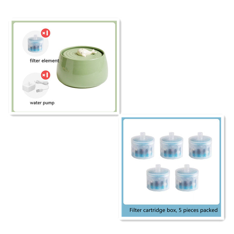 KFX-1252157 Ceramic Automatic Circulation Filtration Water Dispenser in Beige & Retro Green