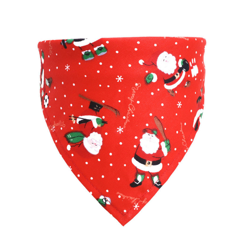 KFX-1253565 Pet Dog Christmas Print Triangle Scarf - Seasonal Styles in Cotton for Festive Pets