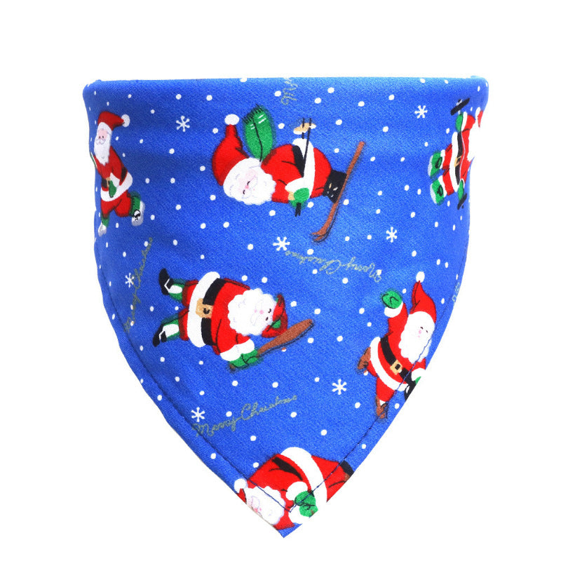 KFX-1253565 Pet Dog Christmas Print Triangle Scarf - Seasonal Styles in Cotton for Festive Pets