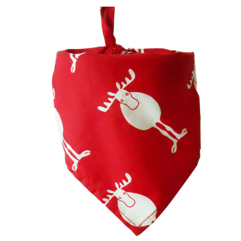 KFX-1253565 Pet Dog Christmas Print Triangle Scarf - Seasonal Styles in Cotton for Festive Pets