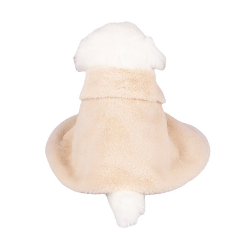 KFX-1254333 Cozy Rabbit Fur Pet Coat in Yellow and Pink - Comfortable and Warm Cloak for Pets