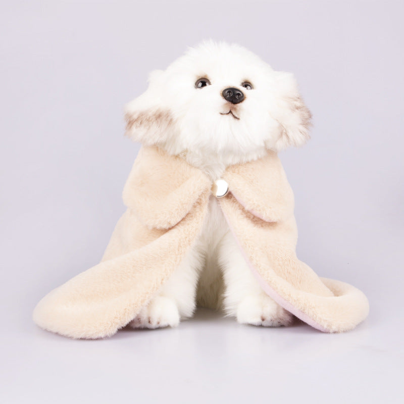 KFX-1254333 Cozy Rabbit Fur Pet Coat in Yellow and Pink - Comfortable and Warm Cloak for Pets