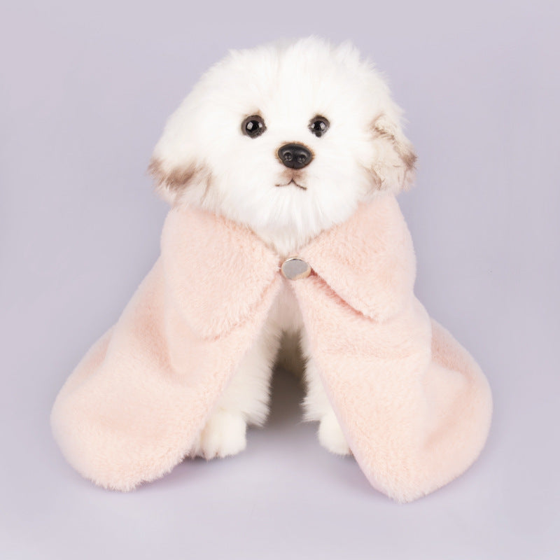 KFX-1254333 Cozy Rabbit Fur Pet Coat in Yellow and Pink - Comfortable and Warm Cloak for Pets