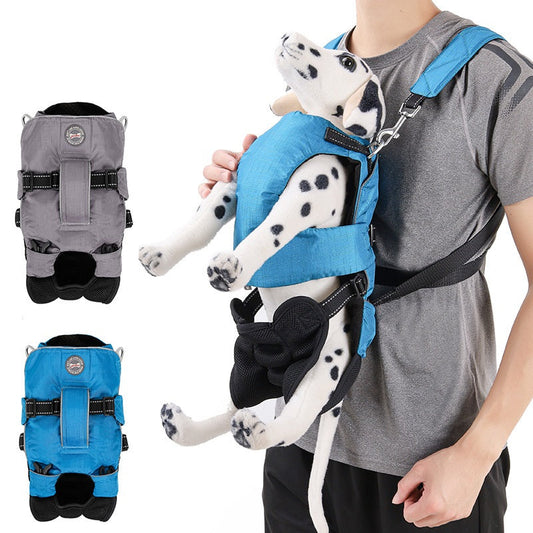 KFX-1255229 3-in-1 Multifunctional Pet Backpack and Chest Cover - Comfortable, Breathable Polyester - Blue and Grey Options - Sizes S & M Available