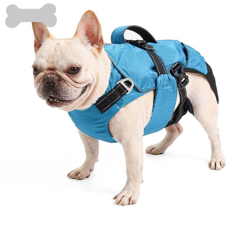 KFX-1255229 3-in-1 Multifunctional Pet Backpack and Chest Cover - Comfortable, Breathable Polyester - Blue and Grey Options - Sizes S & M Available