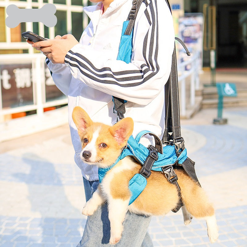 KFX-1255229 3-in-1 Multifunctional Pet Backpack and Chest Cover - Comfortable, Breathable Polyester - Blue and Grey Options - Sizes S & M Available