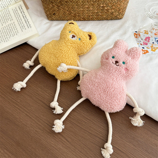 KFX-1255613 Korean Plush Dog Toy with Sound - Pink and Yellow Colors