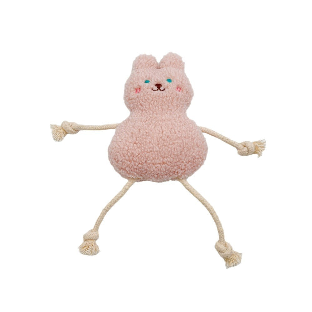 KFX-1255613 Korean Plush Dog Toy with Sound - Pink and Yellow Colors