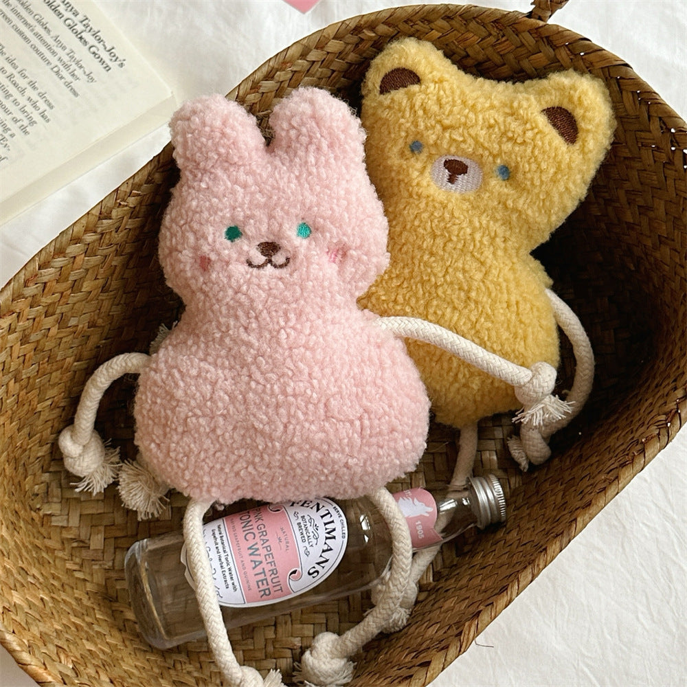 KFX-1255613 Korean Plush Dog Toy with Sound - Pink and Yellow Colors